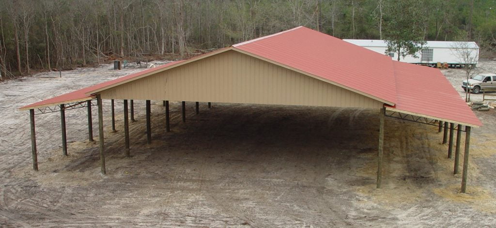 50x120x14 Pole Barn with two 16 ft leaners