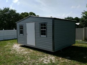 12X16 PORTABLE GREY WITH BLACK TRIM