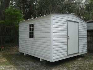 10X12 PORTABLE BUILDING WHITE WITH WHITE TRIM