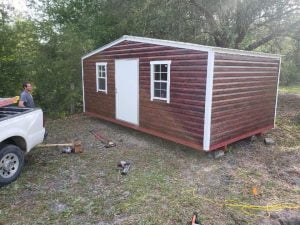 12X20 PORTABLE BUILDING TT RED WITH WHITE TRIM