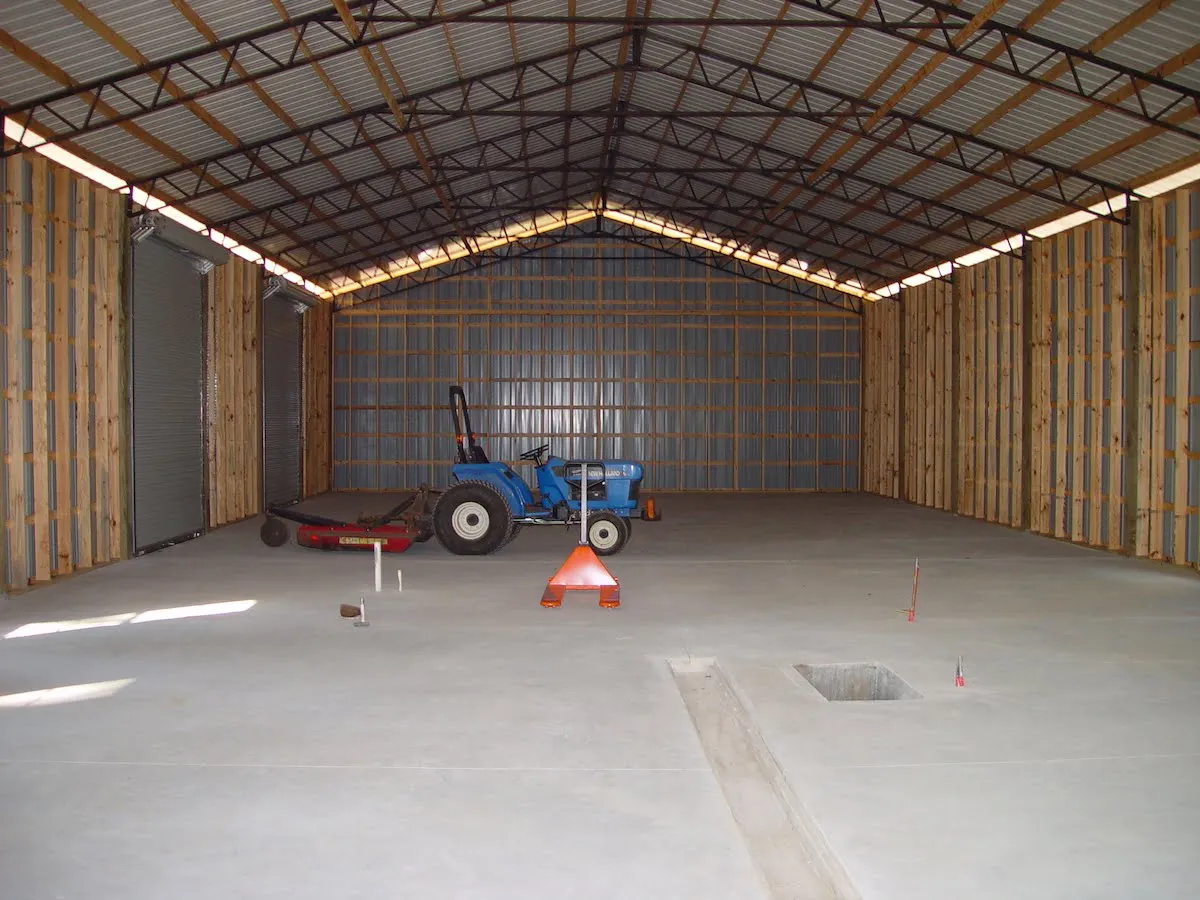 INTERIOR FRAMING WITH CONCRETE FLOOR DRAIN