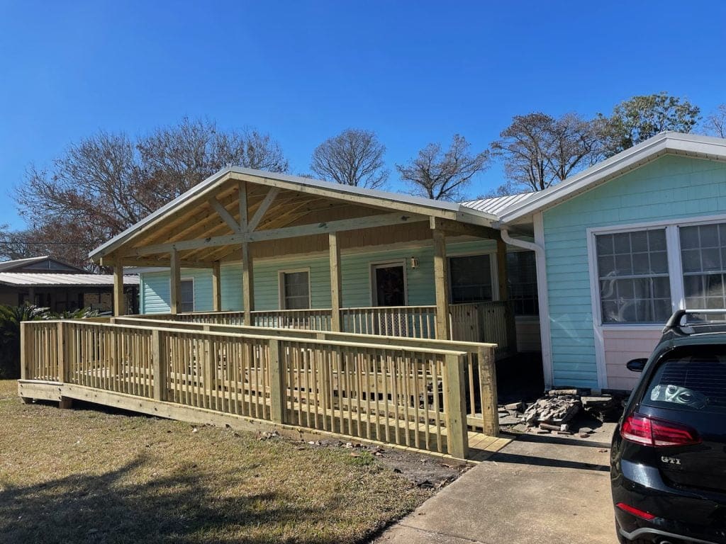 FRONT PORCH WITH DECK AND RAMP