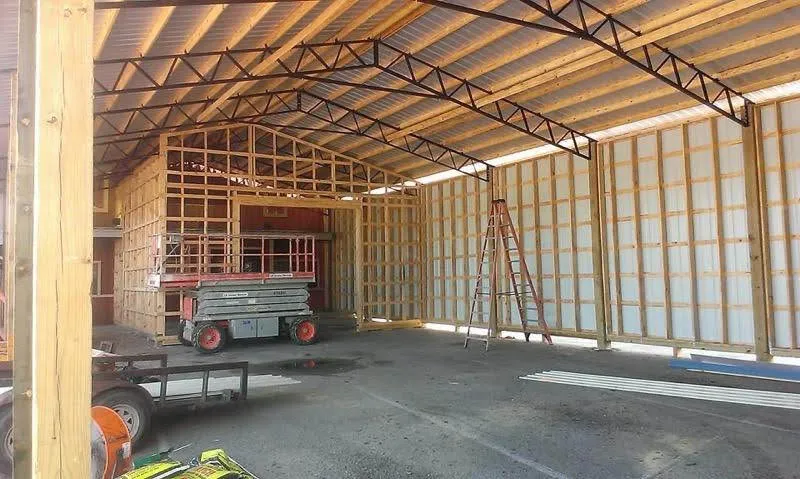 Partially enclosed pole barn 36x72