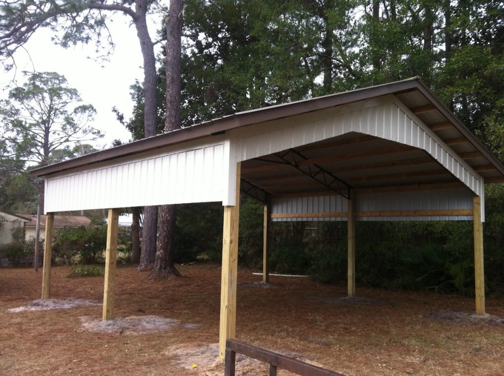 24X24 POLE BARN WITH GABLE AND SIDE DROPS