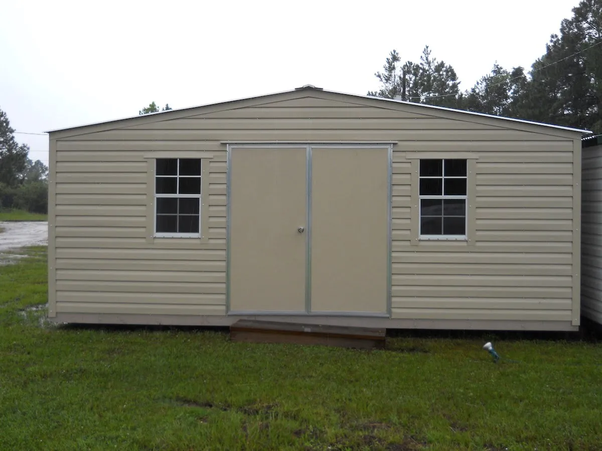 12X20 TAN WITH TAN TRIM AND 6 FOOT DOOR